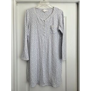 Eileen West Floral Print Knit Nightgown Long Sleeve Lace‎ Trim Sleepwear Sz  M